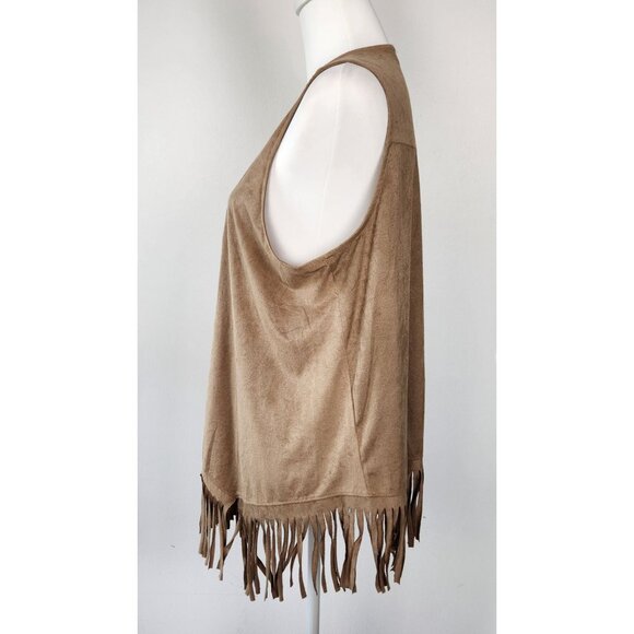 Naif Women's Faux Suede Western Style Open Front Fringe Vest, Large, Cowgirl - Picture 10 of 11